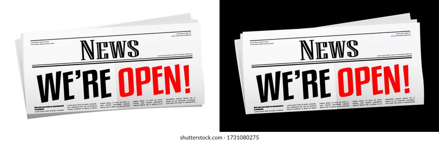 We're open on newspaper on two backgrounds