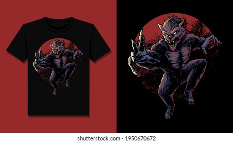 werewolf attack t shirt design