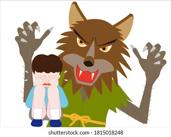 Werewolf attacks a child on Halloween Day.