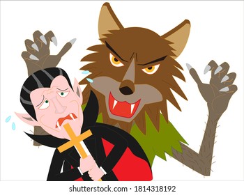Werewolf ataca a un vampiro el Día de Halloween.