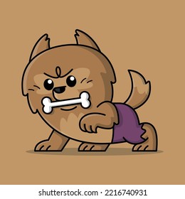 WEREWOLF IS BITING A BONE CARTOON ILLUSTRATION