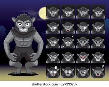 Werewolf Cartoon Emotion faces Vector Illustration