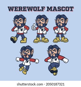 werewolf cartoon halloween mascot design