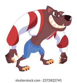 Werewolf Character of Hallowen Isolated Retro Cartoon Vector