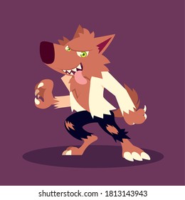 werewolf character for happy halloween vector illustration design