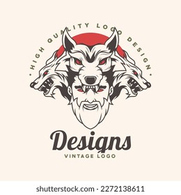 werewolf character logo. werewolf logo template.