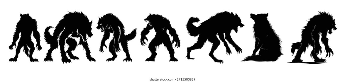 Ilustración vectorial de Paquete de la silueta del Clipart del hombre lobo