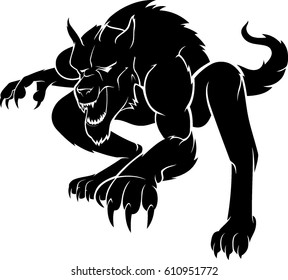 Werewolf Crouching Silhouette