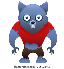 Werewolf cute cartoon character isolated on white background. Vector illustration