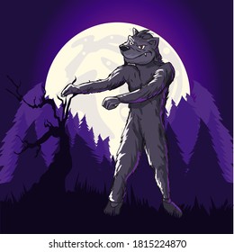 Werewolf Dancing halloween party vector illustration 