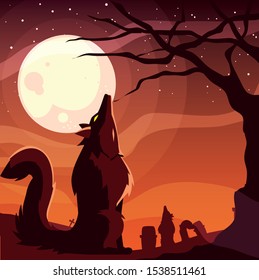 werewolf design, Halloween holiday horror scary celebration autumn dark and party theme Vector illustration