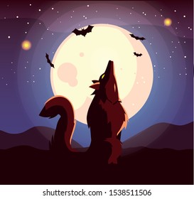 werewolf design, Halloween holiday horror scary celebration autumn dark and party theme Vector illustration