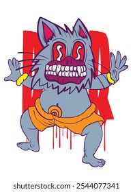 werewolf doodle pop art halloween background vector design