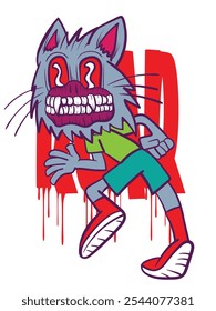 werewolf doodle pop art halloween background vector design