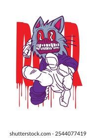 werewolf doodle pop art halloween background vector design