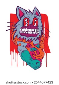 werewolf doodle pop art halloween background vector design