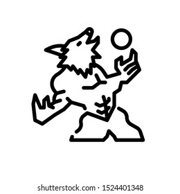 Werewolf In Full Moon Icon, Vector And Illustration