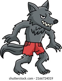 Werewolf Halloween Cartoon Colored Clipart 