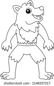 Werewolf Halloween Coloring Page Isolated for Kids
