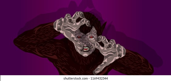 werewolf Halloween werewolf costume design reaching out hands to grab you