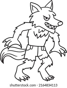 Werewolf Halloween Isolated Coloring Page