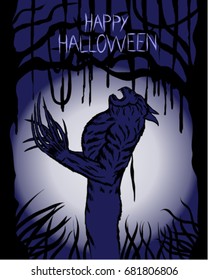 Werewolf hand drawn with background, Happy halloween vector art