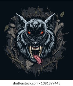 Werewolf Head Illustration With Background