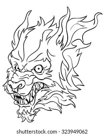 werewolf head line art