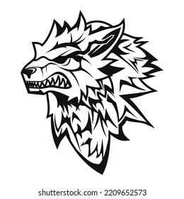 werewolf head tribal tattoo silhoutte