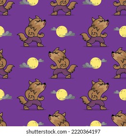 WEREWOLF IS HOWLING CARTOON PATTERN