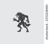 werewolf howling silhouette vector design
