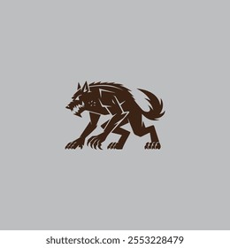 Hombre lobo aullando silueta diseño de Vector
