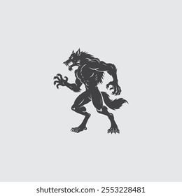 Hombre lobo aullando silueta diseño de Vector
