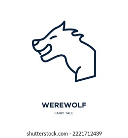 werewolf icon from fairy tale collection. Thin linear werewolf, beast, fantasy outline icon isolated on white background. Line vector werewolf sign, symbol for web and mobile