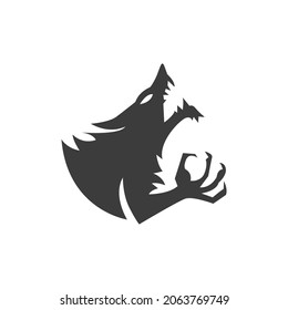 Werewolf Icon Isolated on Black and White Vector Graphic