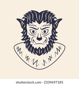 Werewolf icon. Werewolf icon isolated on white background. Print for t-shirt, typography. Vector illustration