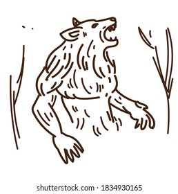 werewolf icon line art vector illustration