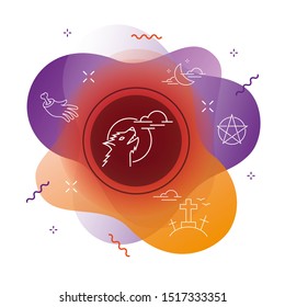 Werewolf icon on Modern background - Happy halloween icons - Editable stroke