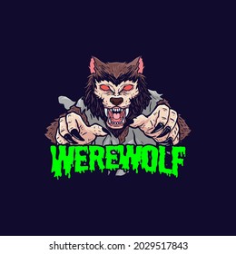 werewolf illustration horror design poster