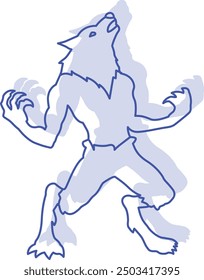 Werewolf Illustration and Icon for Halloween and Supernatural-Themed Designs