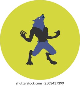 Werewolf Illustration and Icon for Halloween and Supernatural-Themed Designs