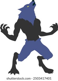 Werewolf Illustration and Icon for Halloween and Supernatural-Themed Designs