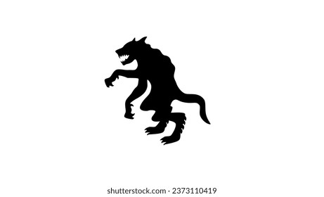 Werewolf isolated black silhouette, high quality vector