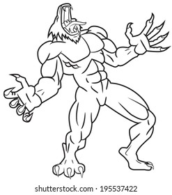 Werewolf line drawing