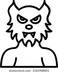 Werewolf Line Vector Icon Design