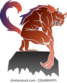 logo de werewolf con color sangriento para el equipo de deportes