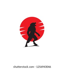 werewolf logo in japan style logo vector