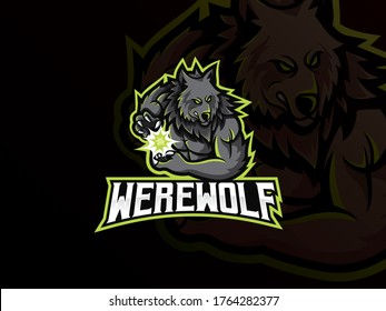 Werewolf mascot sport logo design. Wolf monster mascot vector illustration logo. Lycanthropy mascot, Emblem design for esports team. Vector illustration