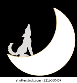 El werewolf en el icono de la luna Moment edición logo con silueta de color gris y blanco negro, plantilla de diseño simple