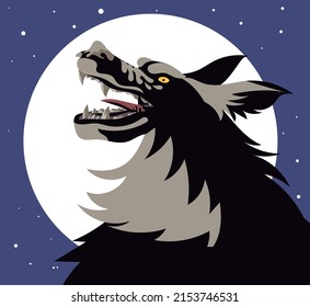 werewolf in the night with a full moon